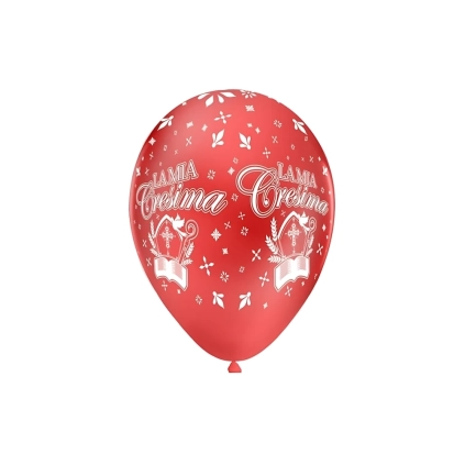 Palloncini 12" (30cm) rosso 63 con stampa bianca globo La Mia Cresima, 100pz.