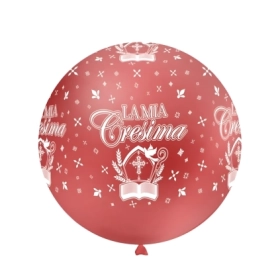 Palloncini 33" (86cm) rosso 63 con stampa bianca globo La Mia Cresima, 1pz.