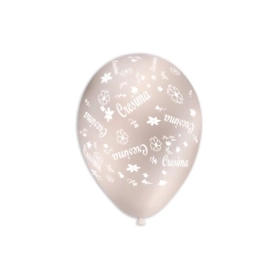 Palloncini 12" (30cm) perla 60 con stampa bianca globo Cresima, 100pz.