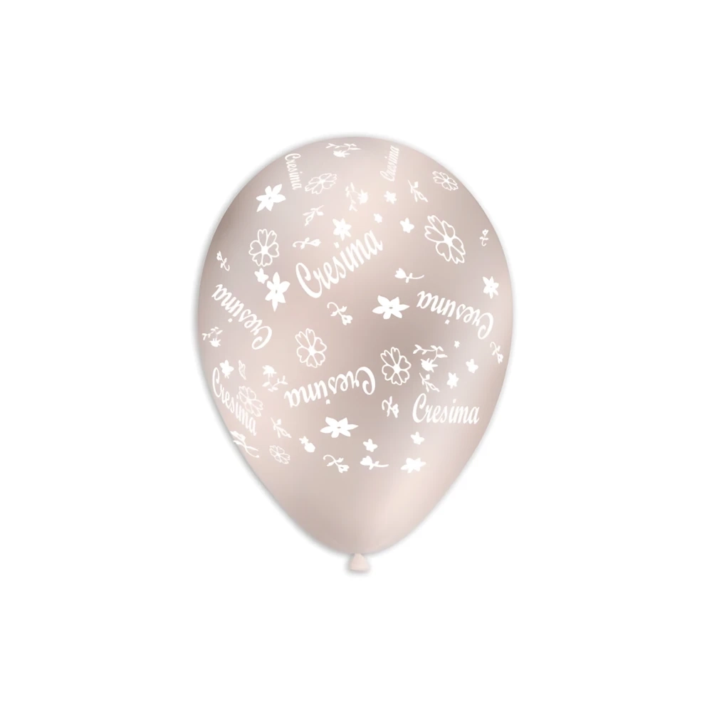 Palloncini 12" (30cm) perla 60 con stampa bianca globo Cresima, 100pz.