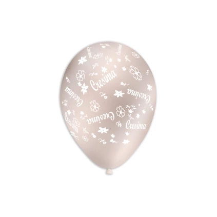 Palloncini 12" (30cm) perla 60 con stampa bianca globo Cresima, 100pz.