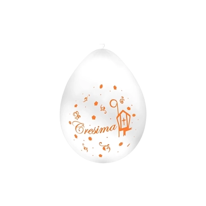 Palloncini 10" (26cm) bianco 10 con stampa ocra Cresima su 2 lati, 100pz.