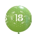 Palloncini 33" (86cm) verde 22 con stampa bianca globo numero 18, 1pz.