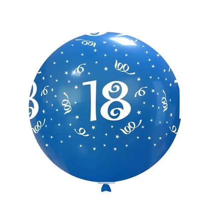 Palloncini 33" (86cm) blu 52 con stampa bianca globo numero 18, 1pz.