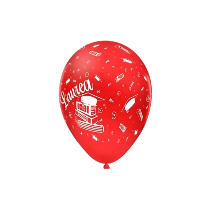 Palloncini 12" (30cm) rosso 28 con stampa bianca globo La mia Laurea, 100pz.