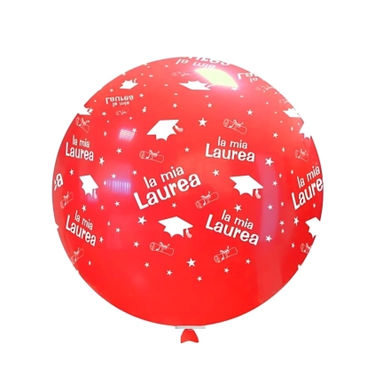 Palloncini 33" (86cm) rosso 28 con stampa bianca globo La mia Laurea , 1pz.