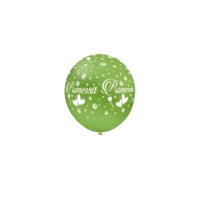 Palloncini 5" (12cm) verde 22 con stampa bianca globo Promessa, 100pz.