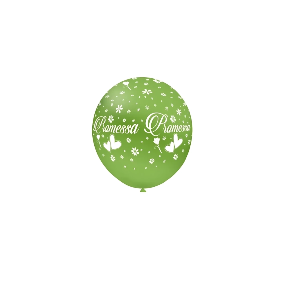 Palloncini 5" (12cm) verde 22 con stampa bianca globo Promessa, 100pz.