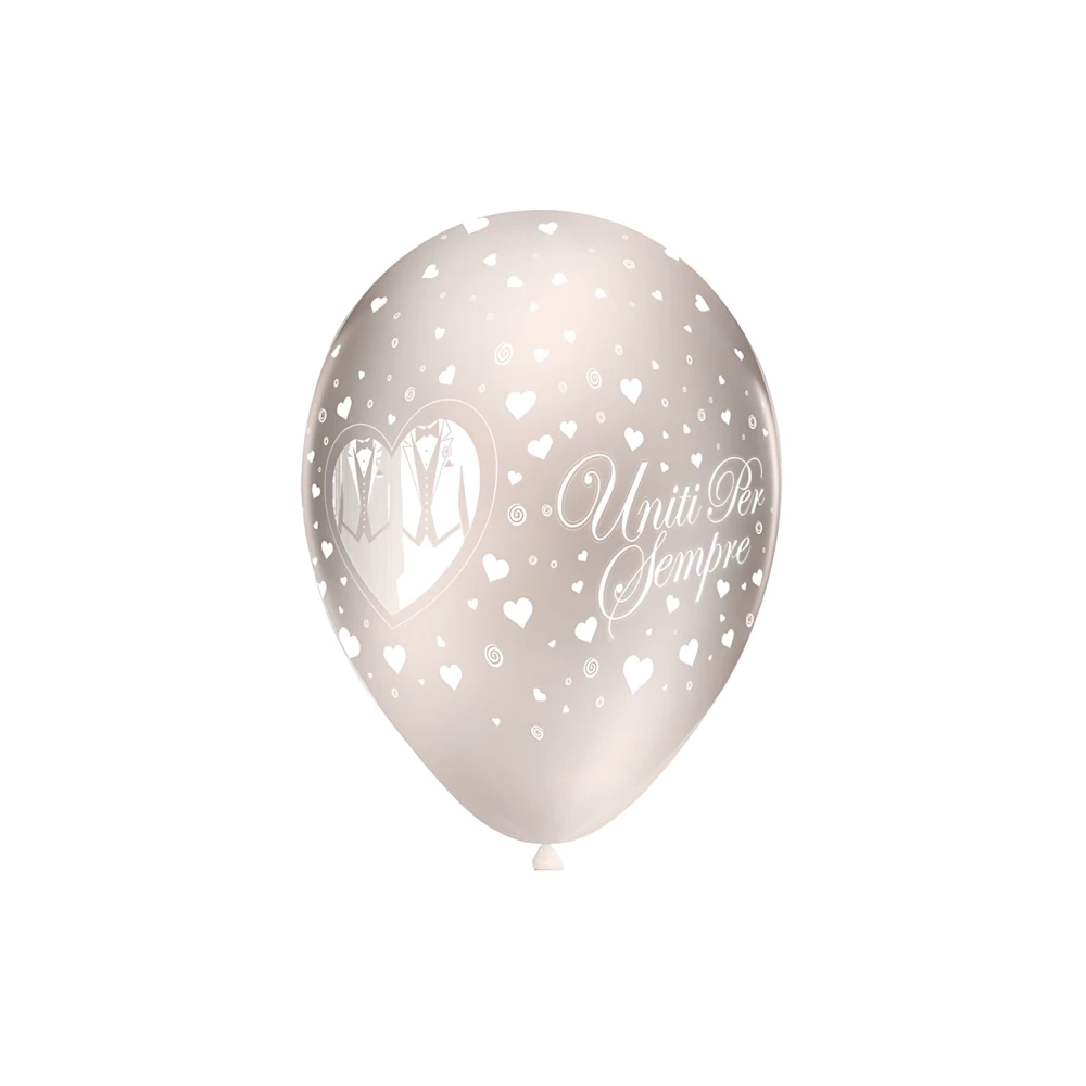Palloncini 12" (30cm) perla 60 con stampa bianca globo Uniti x Sempre 2 uomini, 100pz.
