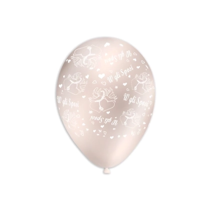 Palloncini 13" (33cm) perla 60 con stampa bianco globo W gli Sposi, 100pz.