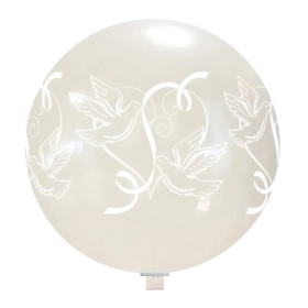 Palloncini 33" (86cm) trasparente 57 con stampa bianca globo Colombe, 1pz.