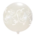 Palloncini 33" (86cm) trasparente 57 con stampa bianca globo Colombe, 1pz.