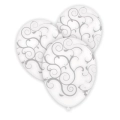 Palloncini 12" (30cm) bianco 10 con stampa argento globo Filigrana, 100pz.
