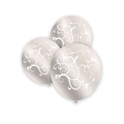 Palloncini 5" (12cm) perla 60 con stampa bianca globo Filigrana, 100pz.