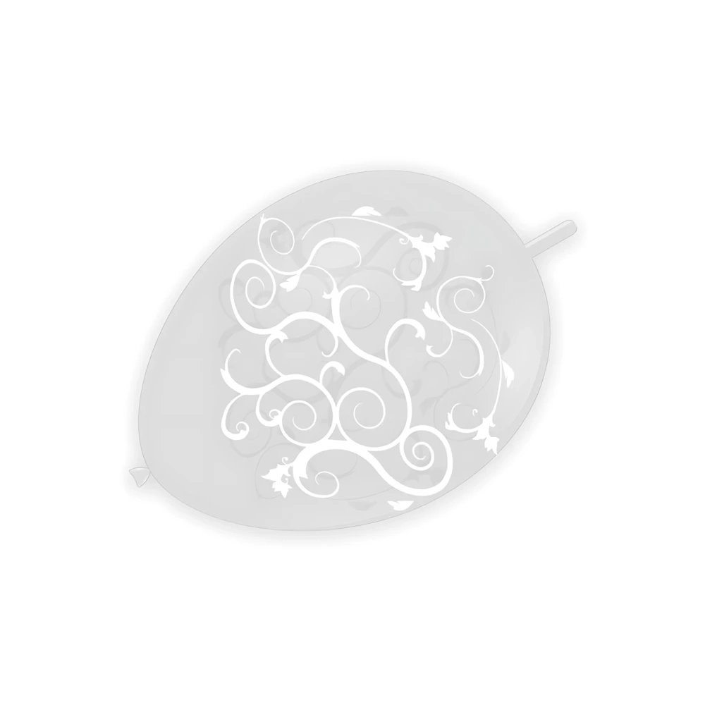 Palloncini link 13" (33cm) trasparente 57 con stampa bianca globo Filigrana, 100pz.