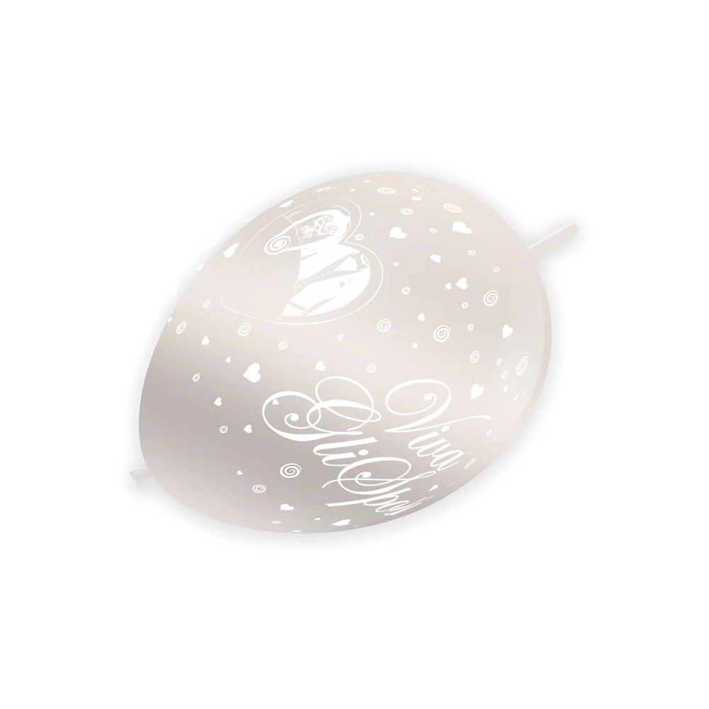 Palloncini 12" (30cm) perla 60 con stampa Viva Gli Sposi, 100pz.