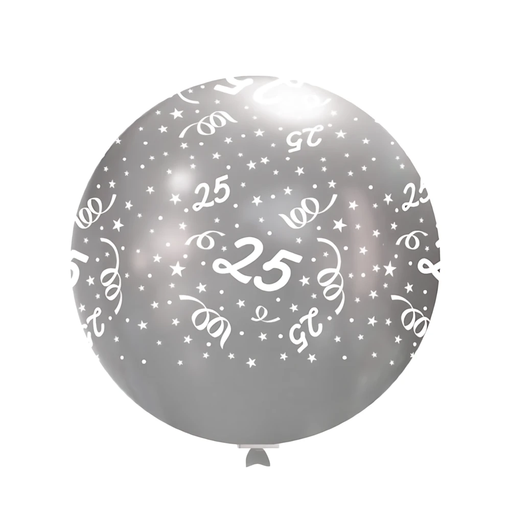 Palloncini 33" (86cm) oro 66 con stampa bianca globo 25° Anniversario, 1pz.
