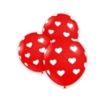 Palloncini 5" (12cm) rosso 28 con stampa bianca globo Cuoricini, 100pz.