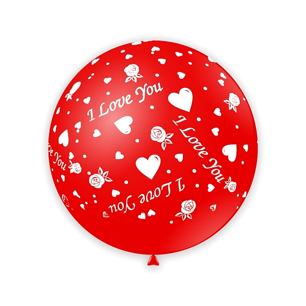 Palloncini 33" (86cm) rosso 28 con stampa bianca globo I Love You, 1pz.