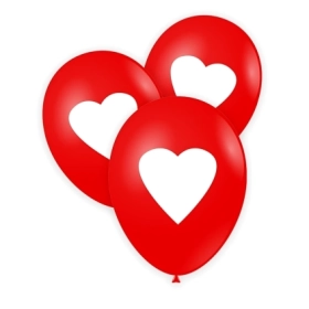 Palloncini 12" (30cm) rosso 28 con stampa bianca Cuore su 2 lati, 100pz.
