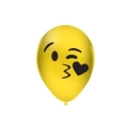 Palloncini 12" (30cm) giallo 11 con stampa nera Emoticon Bacio su 1 lato, 100pz.