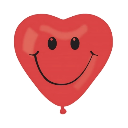 Palloncini a cuore 11" (25cm) rosso 28 con stampa nera Smile su 1 lato, 100pz.