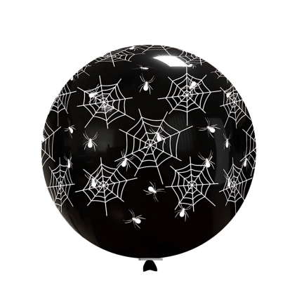 Palloncini 33" (86cm) nero 15 con stampa bianca globo Ragnatele, 1pz.