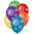 Palloncini 12" (30cm) assortiti con stampa bianca globo Fiocchi Neve, 100pz.