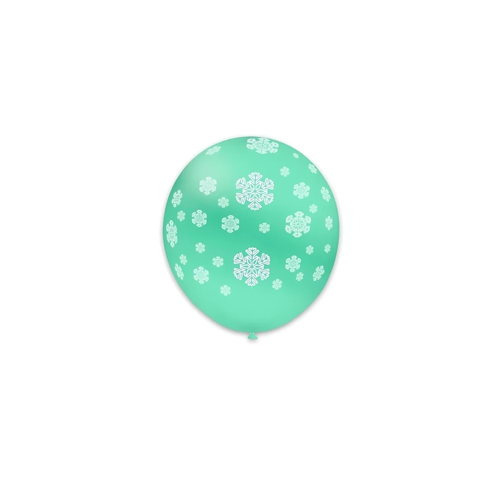 Palloncini 5" (12cm) acquamarina 51 con stampa bianca globo Fiocchi Neve, 100pz.