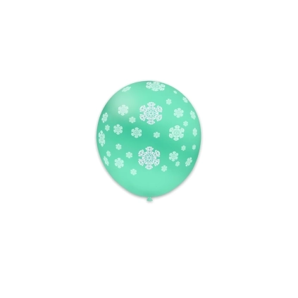 Palloncini 5" (12cm) acquamarina 51 con stampa bianca globo Fiocchi Neve, 100pz.