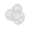 Palloncini 5" (12cm) trasparente 57 con stampa bianca globo Fiocchi Neve, 100pz.