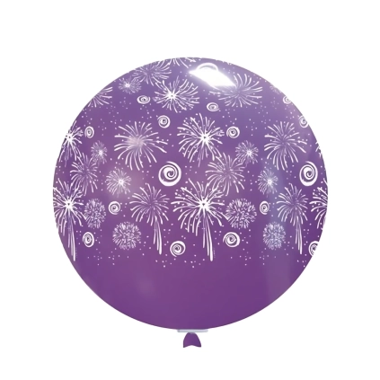 Palloncini 33" (86cm) assortiti con stampa bianca globo Fuochi Artificio, 1pz.