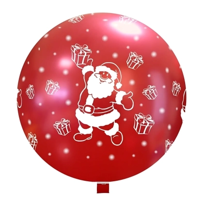 Palloncini 33" (86cm) rosso 63 con stampa bianca globo Babbo Natale, 1pz.