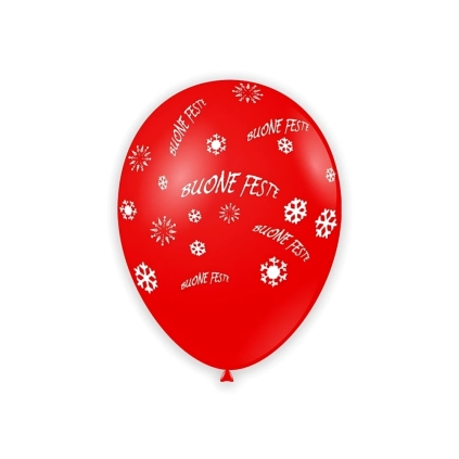 Palloncini 12" (30cm) rosso 28 con stampa bianca globo Buone Feste, 100pz.