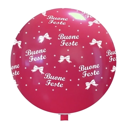 Palloncini 33" (86cm) rosso 28 con stampa bianca globo Buone Feste, 1pz.
