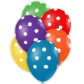 Palloncini 12" (30cm) assortiti con stampa bianca globo pois, 100pz.