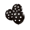 Palloncini 5" (12cm) nero 15 con stampa bianca globo pois, 100pz.