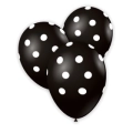Palloncini 12" (30cm) nero 15 con stampa bianca globo Pois, 100pz.