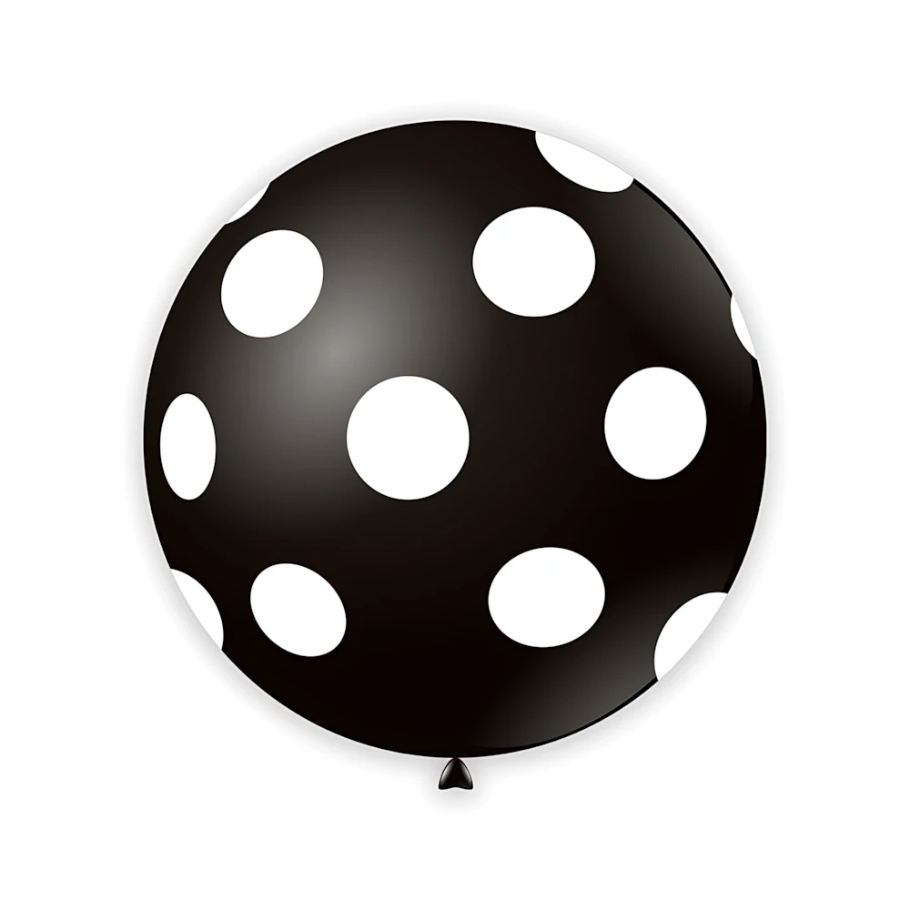 Palloncini 33" (86cm) nero 15 con stampa bianca globo Pois, 1pz.