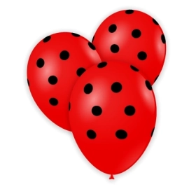 Palloncini 12" (30cm) rosso 28 con stampa nera globo Pois, 100pz.