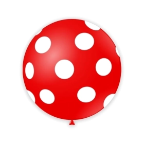 Palloncini 33" (86cm) rosso 28 con stampa bianca globo Pois, 1pz.