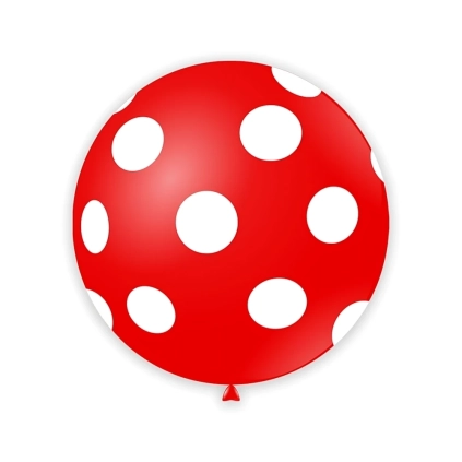 Palloncini 33" (86cm) rosso 28 con stampa bianca globo Pois, 1pz.