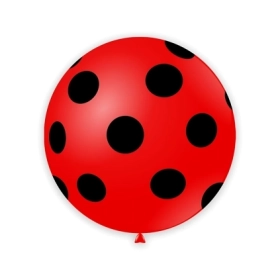 Palloncini 33" (86cm) rosso 28 con stampa nero globo Pois, 1pz.