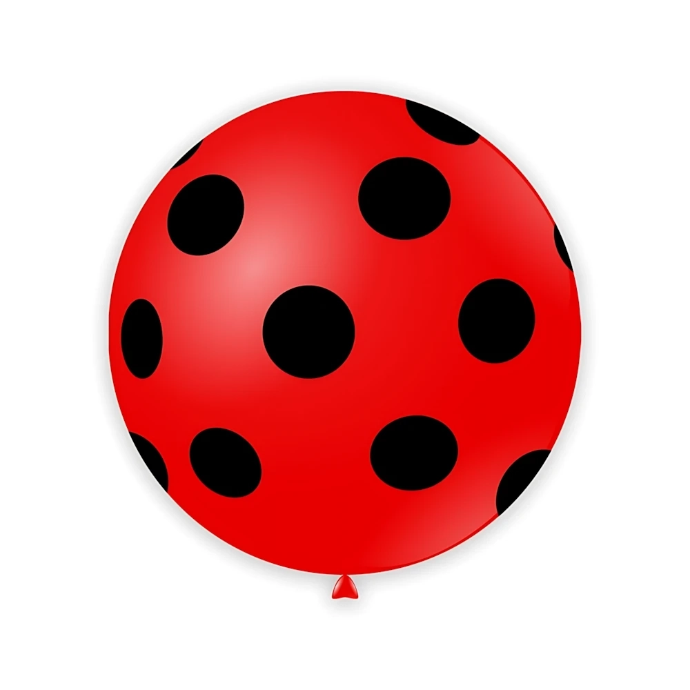 Palloncini 33" (86cm) rosso 28 con stampa nero globo Pois, 1pz.