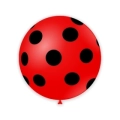 Palloncini 33" (86cm) rosso 28 con stampa nero globo Pois, 1pz.