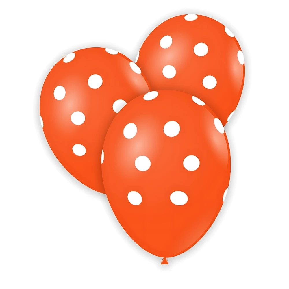 Palloncini 12" (30cm) arancio 14 con stampa bianca globo Pois, 100pz.