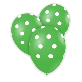 Palloncini 12" (30cm) verde 22 con stampa bianca globo Pois, 100pz.