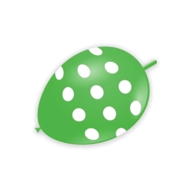 Palloncini link 13" (33cm) verde 22 con stampa bianca globo Pois, 100pz.