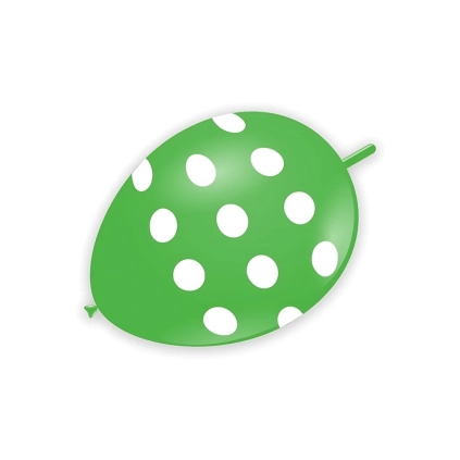 Palloncini link 13" (33cm) verde 22 con stampa bianca globo Pois, 100pz.