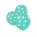 Palloncini 5" (12cm) acquamarina 51 con stampa bianca globo Pois, 100pz.